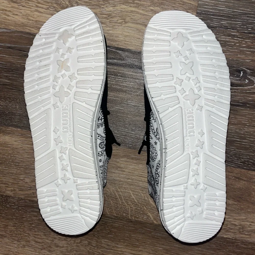 Hey Dude Black and White Paisley Shoes - Picture 3 of 4